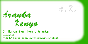 aranka kenyo business card